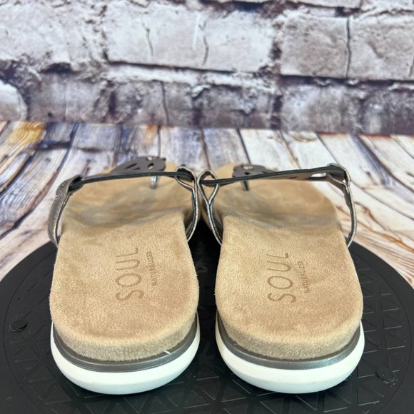 Naturalizer SOUL Janice Silver T Strap Thong Style Comfort Flat Sandals Size 7 M - Picture 3 of 9
